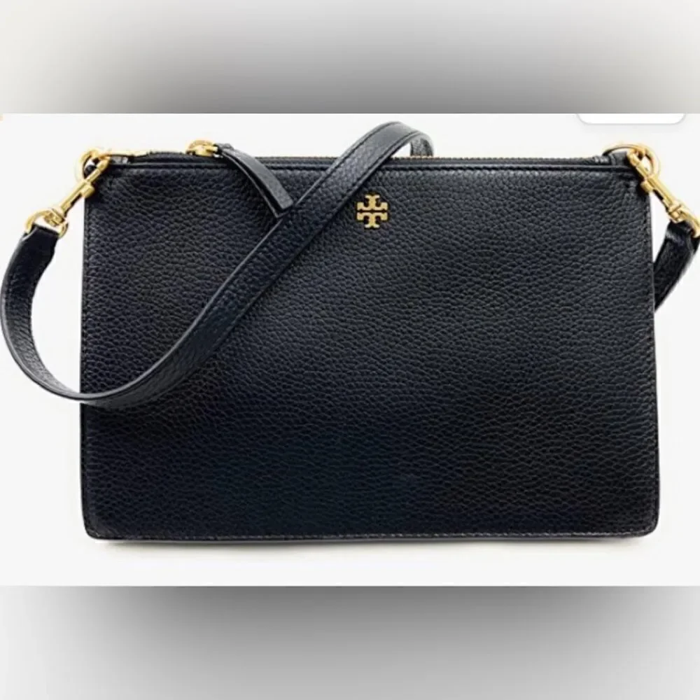 TORY BURCH DOUBLE ZIP SLIM CROSSBODY BAG AND GOLD HARDWARE